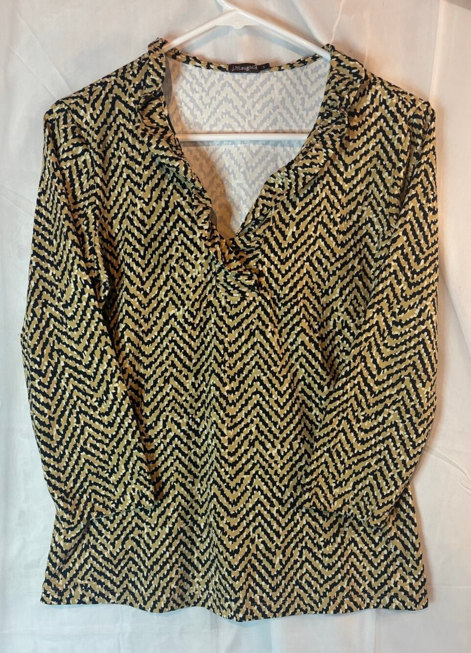 J.McLaughlin Tan 3/4 Long Sleeve Blouse Size Small